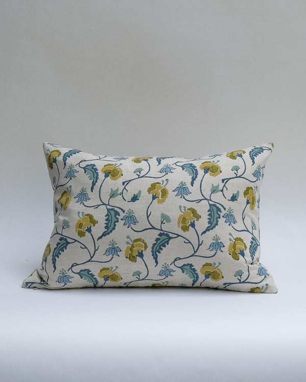 Dua - Hand Block-printed Linen Pillowcase (Blue)