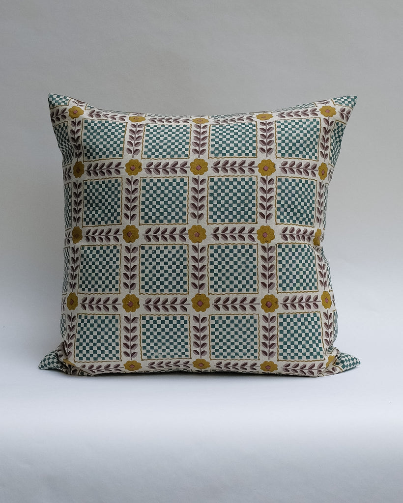 Mumtaz - Hand Block-printed Linen Pillowcase (Forest) - Preorder