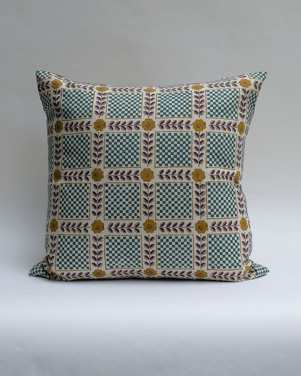 Mumtaz - Hand Block-printed Linen Pillowcase (Forest) - Preorder