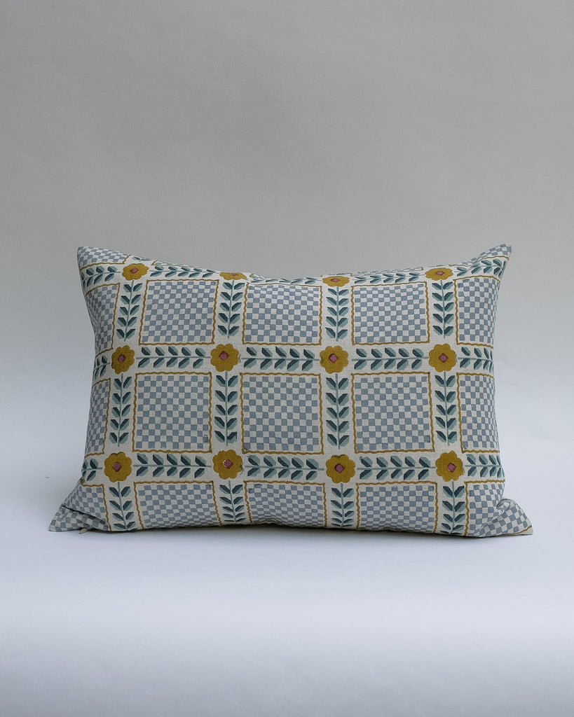 Mumtaz - Hand Block-printed Linen Pillowcase (Blue)