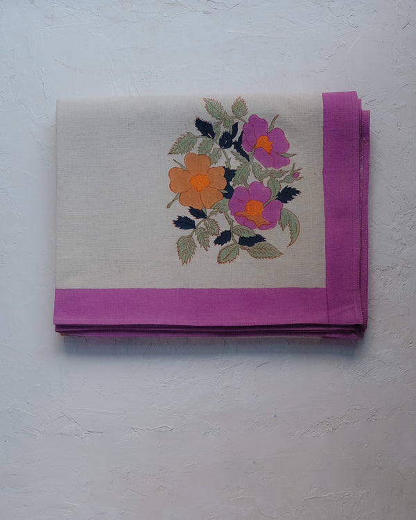 Dia - Hand Block-printed Cotton Table Cloth (Fuchsia)