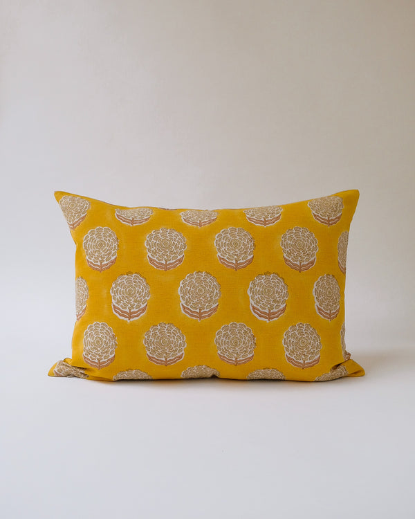 Alisha - Hand Block-printed Linen Pillowcase (Yellow)