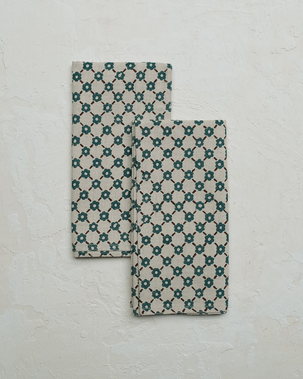Pia - Block-printed Table Napkins - Set of 4 (Forest)