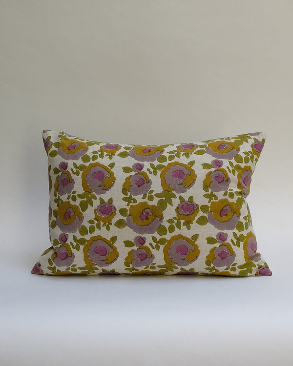 Riya - Hand Block-printed Linen Pillowcase (Sage)