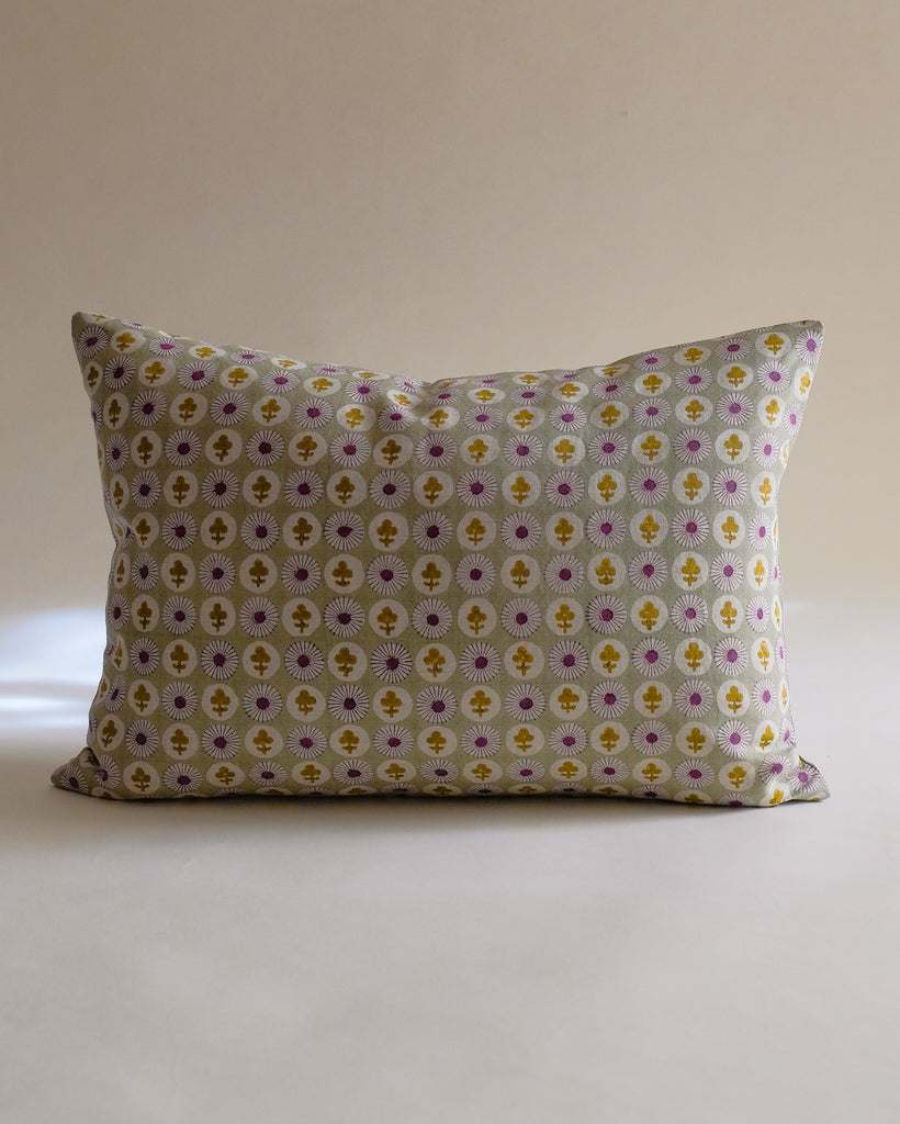 Gauri - Hand Block-printed Linen Pillowcase (Pistachio)
