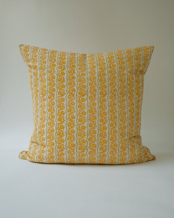 Vipin - Hand Block-printed Linen Pillowcase (Yellow)