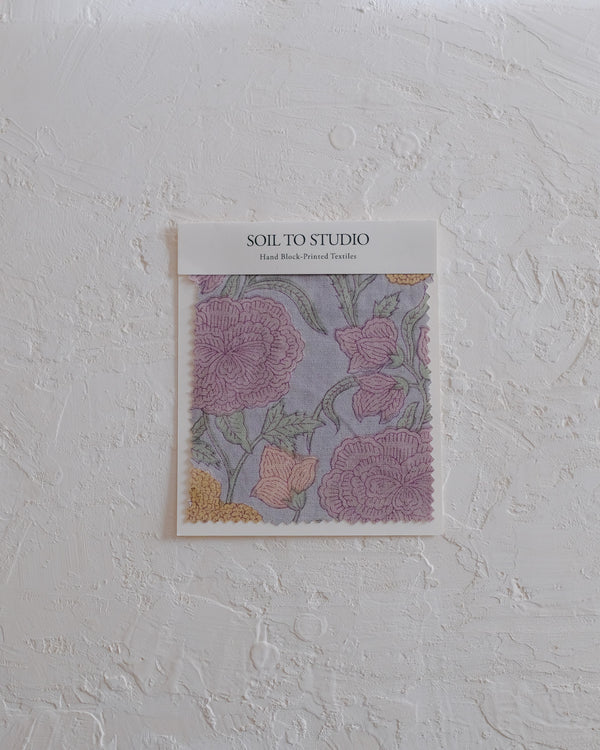 Nargis (Faded Hydrangea Blue) - Hand Block-printed Fabric