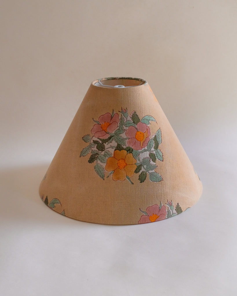 Dia - Hand Block-printed Hardback Lampshade (Cafe)