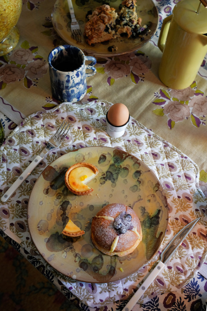 Sonya - Hand Block-printed , Quilted and Reversible Placemat - Set of 2