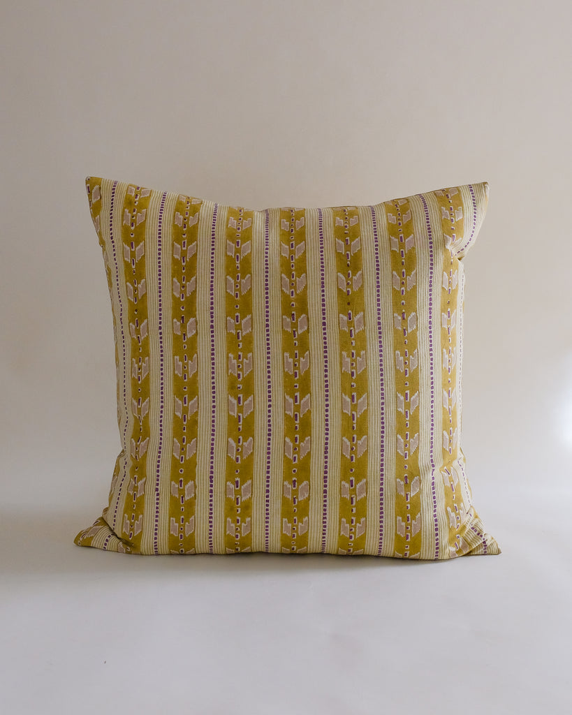 Kaveri - Hand Block-printed Linen Pillowcase (Olive) WP