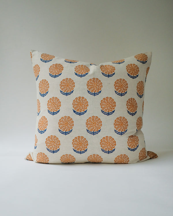 Alisha - Hand Block-printed Linen Pillowcase (Yam)