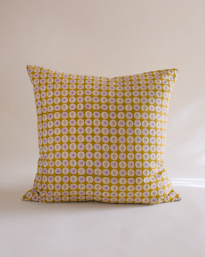 Gauri - Hand Block-printed Linen Pillowcase (Olive)