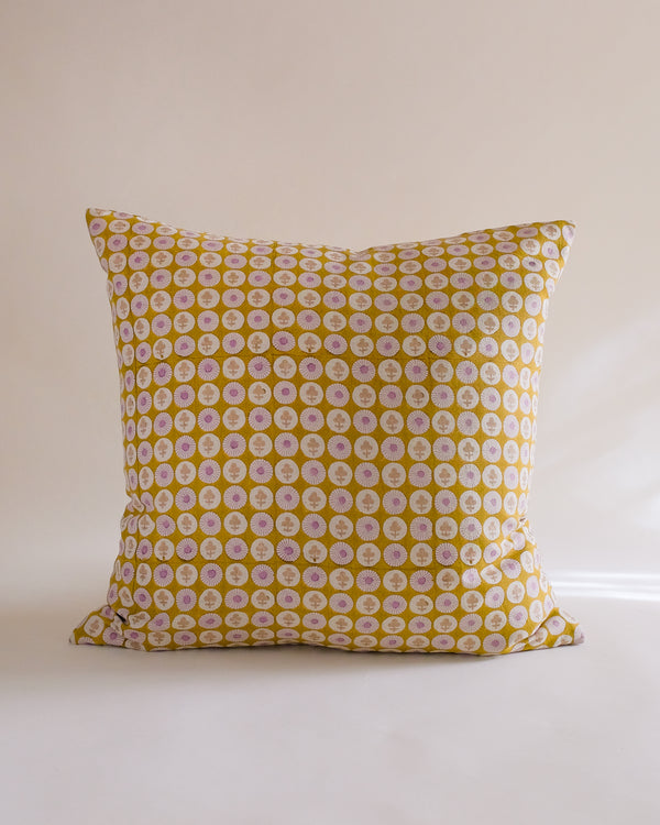 Gauri - Hand Block-printed Linen Pillowcase (Olive)