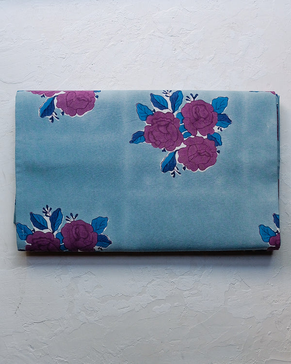 Sara - Hand Block-printed Cotton Table Cloth (Denim Blue)