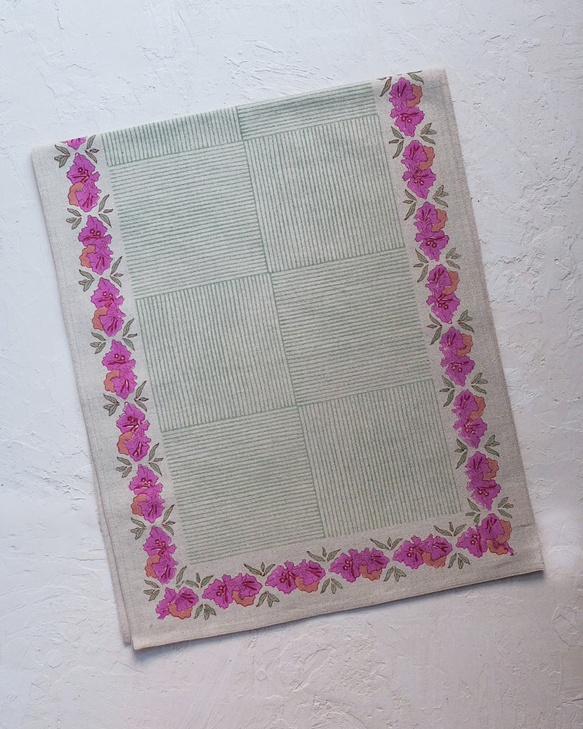 Simran - Block-printed Table Runner (Sage)