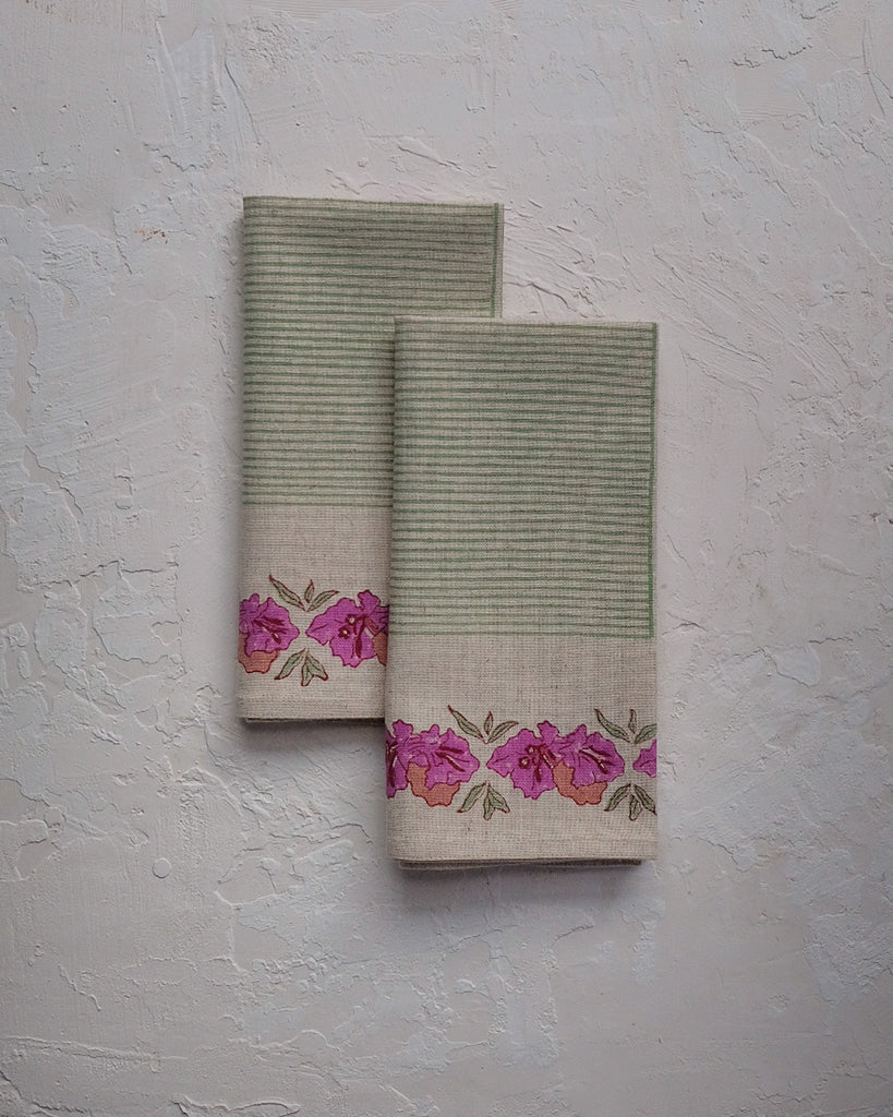 Simran - Block-printed Table Napkins - Set of 4 (Sage)