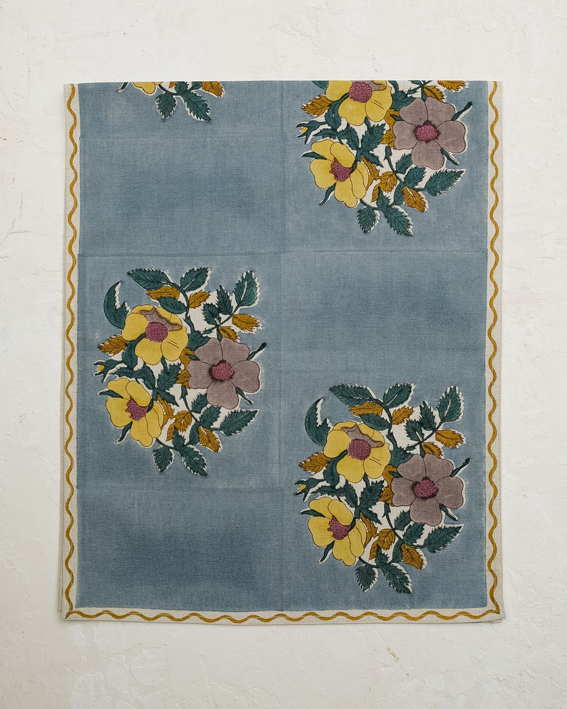 Dia - Block-printed Table Runner - Blue