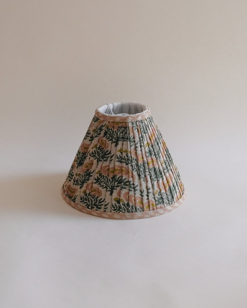 Rumi - Hand Block-printed Pleated Lampshade (Rosewater)