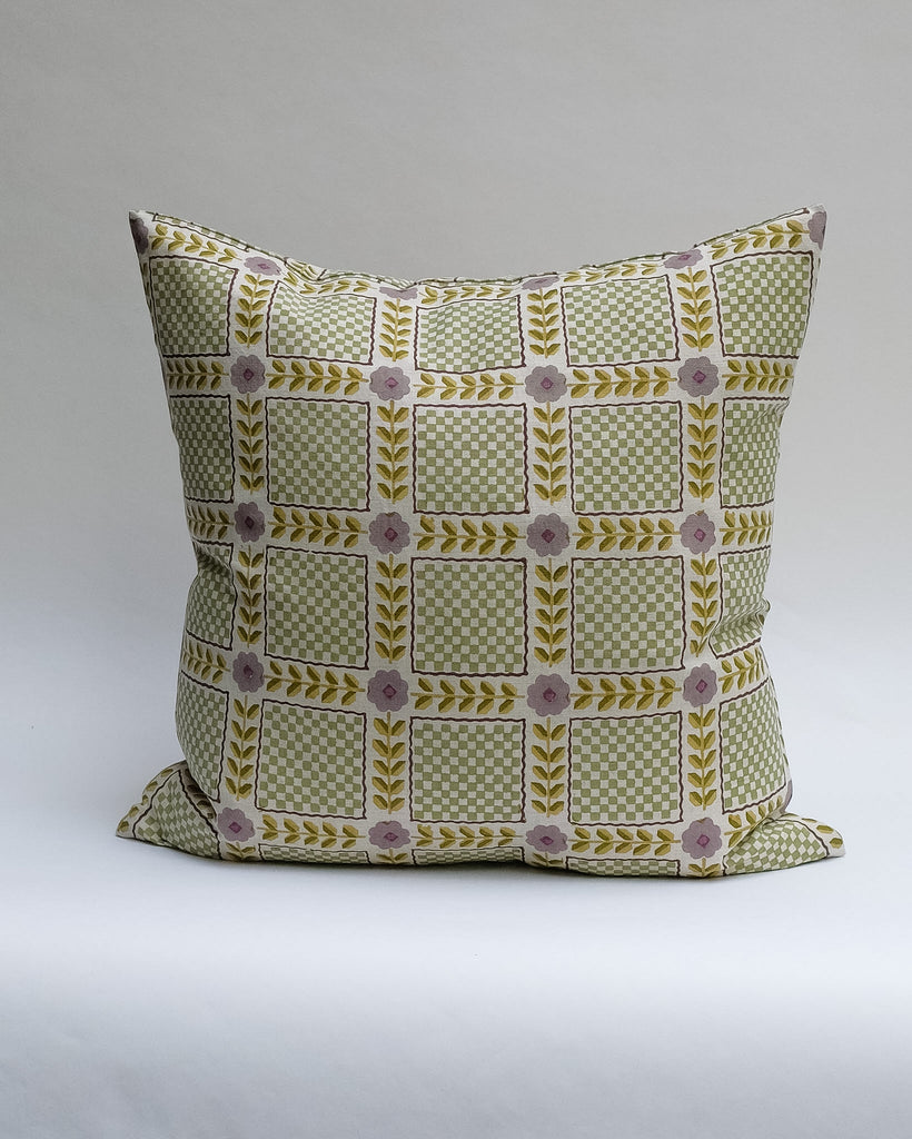 Mumtaz - Hand Block-printed Linen Pillowcase (Sage)