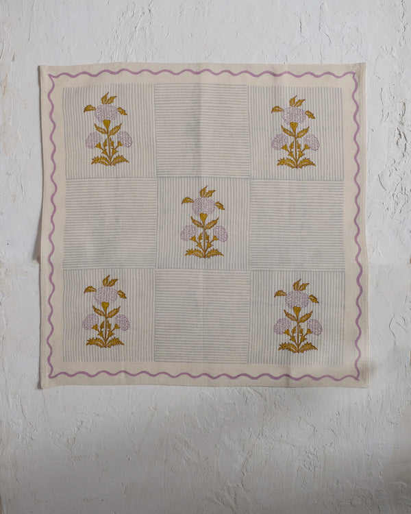 Sanvi - Block-printed Table Napkins - Set of 4 (English Lavender)