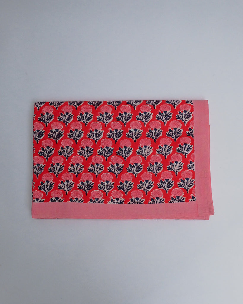 Sonya - Hand Block-printed Cotton Table Cloth (Red)