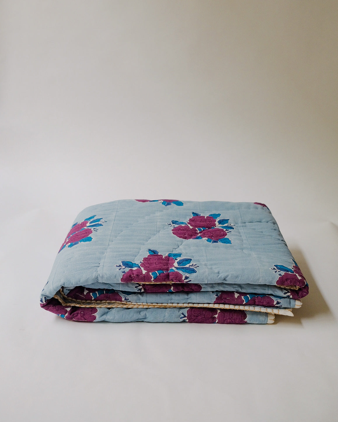 Hand Block-printed Reversible QuiltQueen/King 90x100"