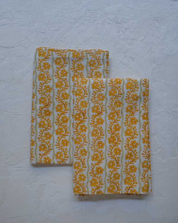 Vipin - Hand Block-printed Cotton Sham - Set of 2 (Yellow Gold)