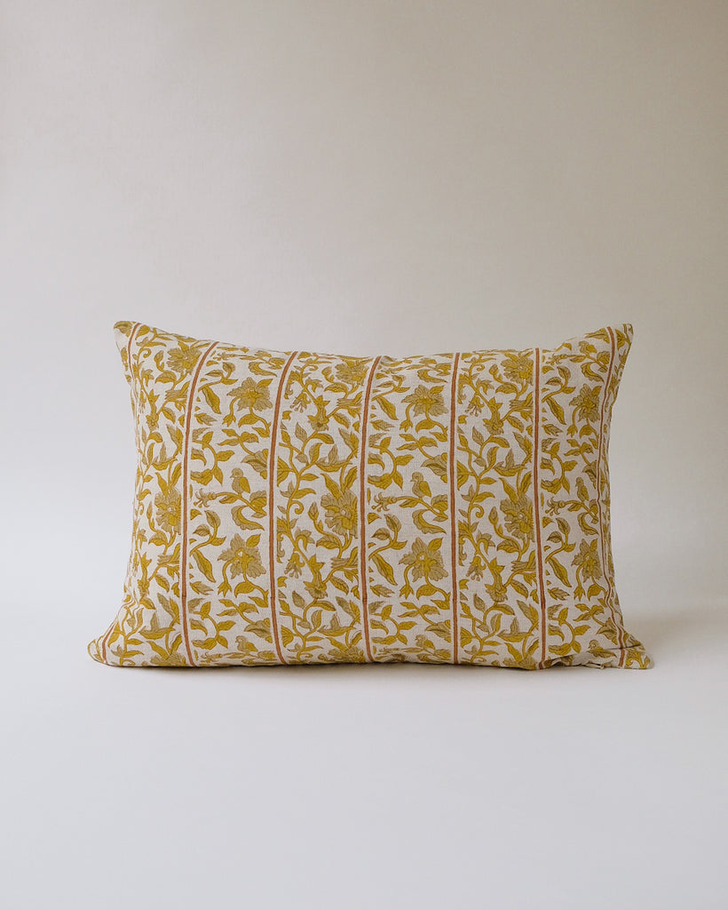 Sonal - Hand Block-printed Linen Pillowcase (Khaki)