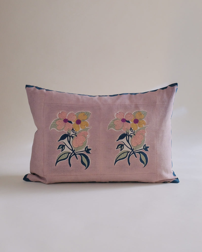 Soma - Hand Block-printed Linen Pillowcase (English Lavender) WP