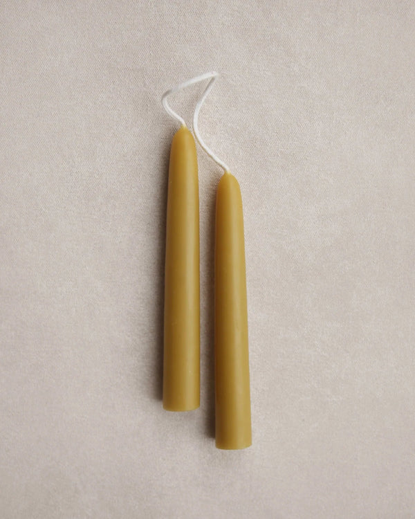 6" Heirloom Beeswax Taper Candles - Olive