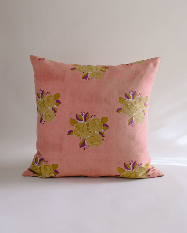 Sara - Hand Block-printed Linen Pillowcase (Grapefruit Pink) WP