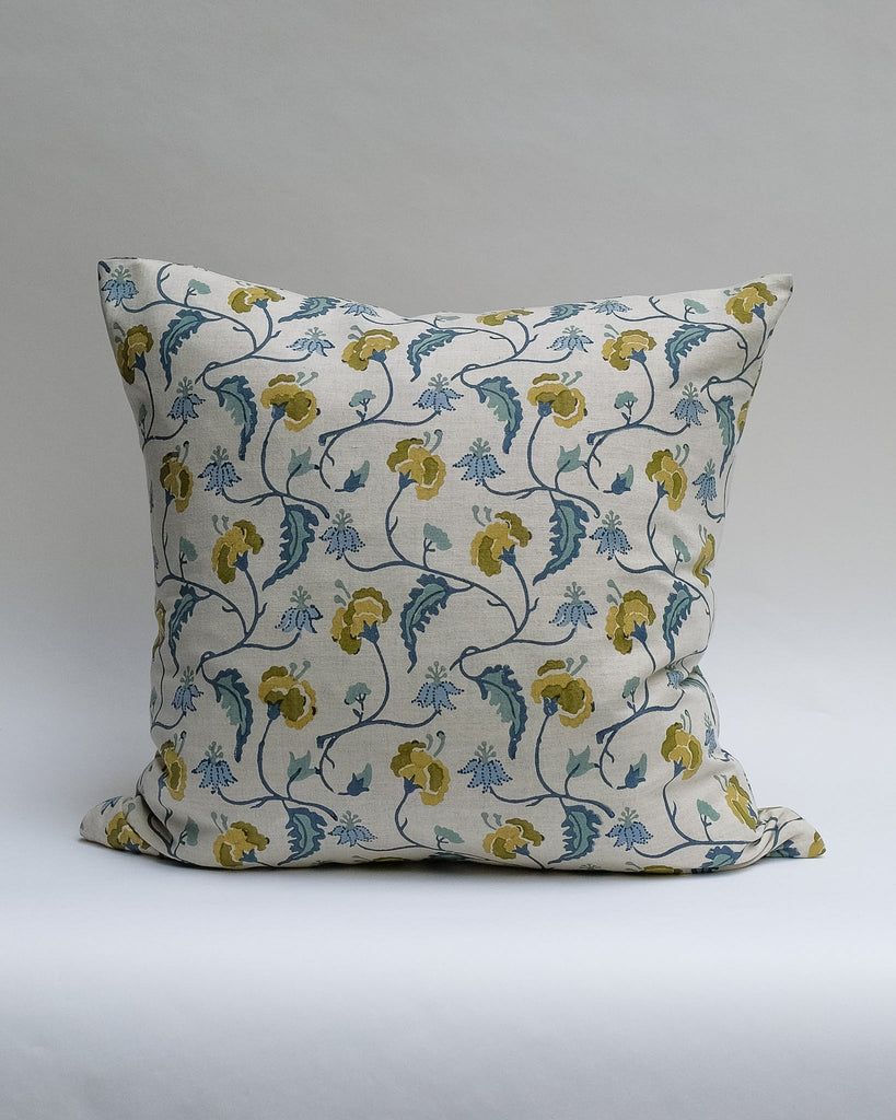 Dua - Hand Block-printed Linen Pillowcase (Blue)