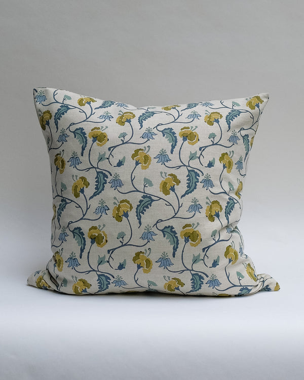 Dua - Hand Block-printed Linen Pillowcase (Blue)