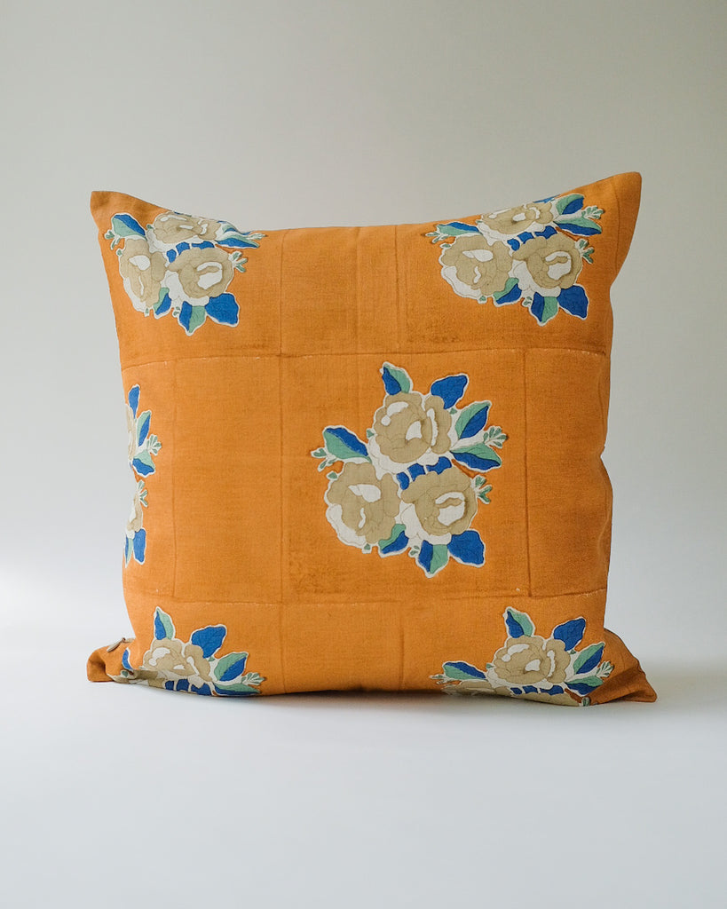 Sara - Hand Block-printed Linen Pillowcase (Yam)