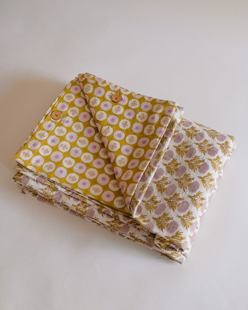 Sonya - Hand Block-printed Reversible Duvet Cover (Olive) - WP