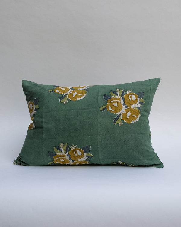 Sara - Hand Block-printed Linen Pillowcase (Forest)