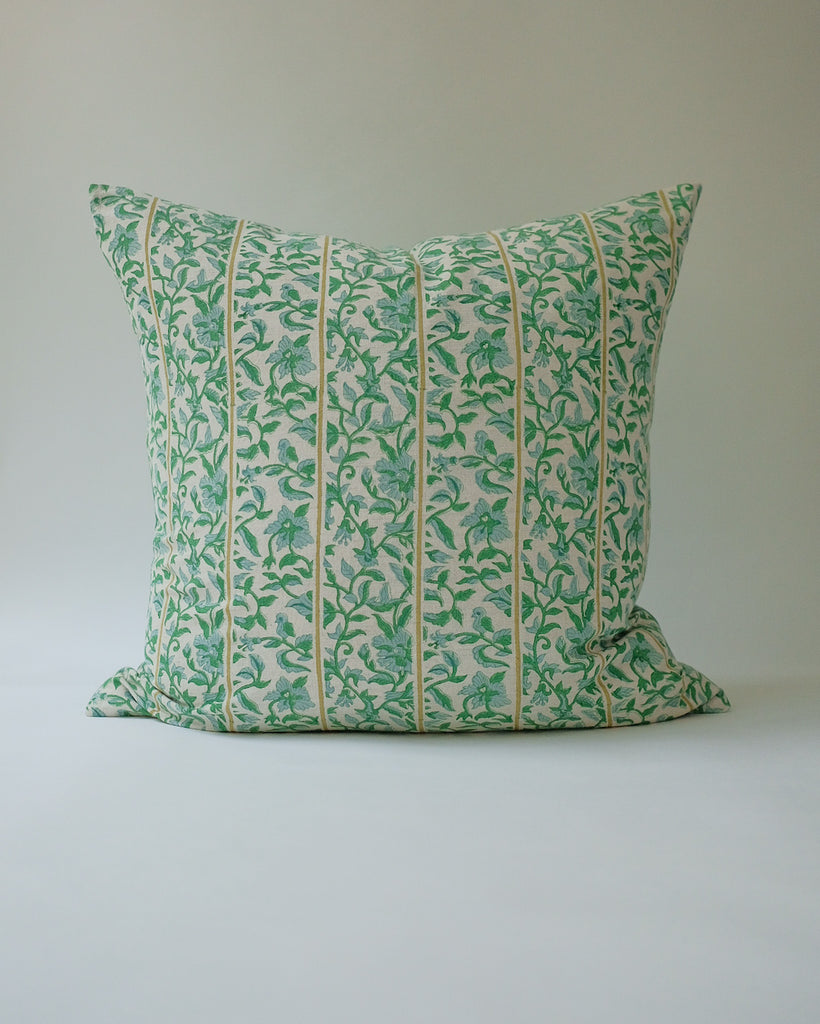 Sonal - Hand Block-printed Linen Pillowcase (Green)