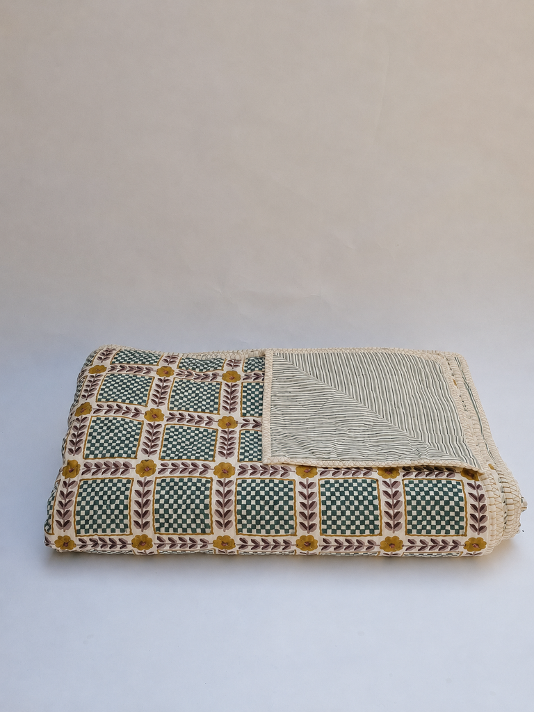Mumtaz - Forest - Hand Block-printed Reversible Quilt WP
