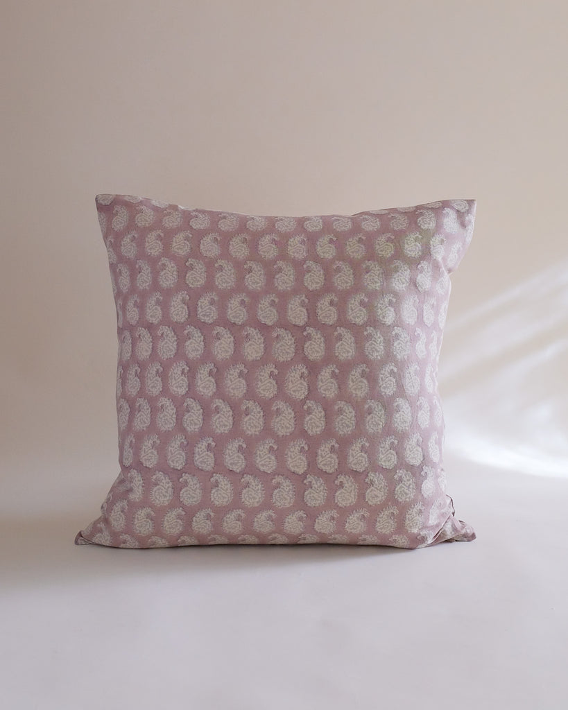 Asha - Hand Block-printed Linen Pillowcase (Faded Mauve) WP