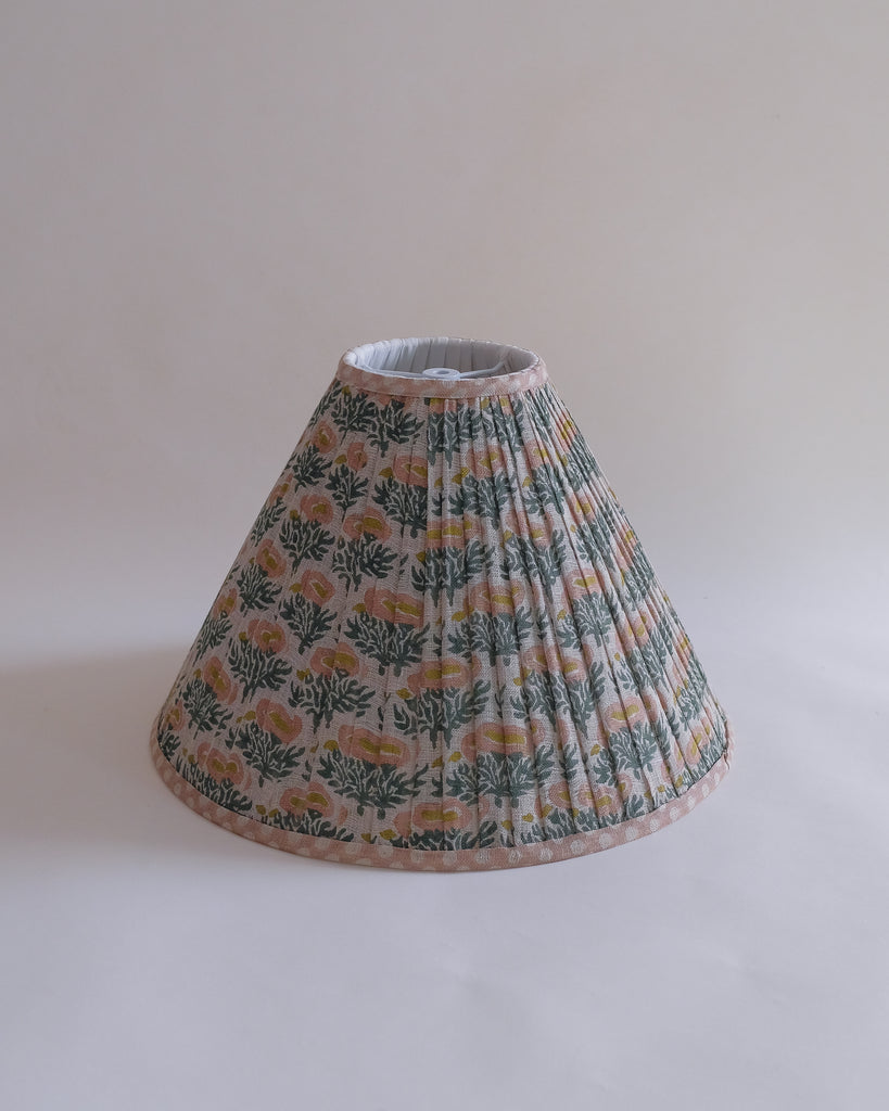 Rumi - Hand Block-printed Pleated Lampshade (Rosewater)