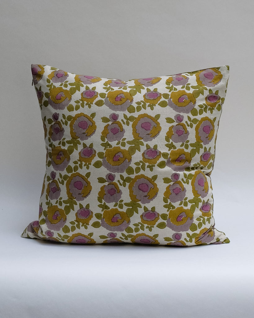 Riya - Hand Block-printed Linen Pillowcase (Sage)