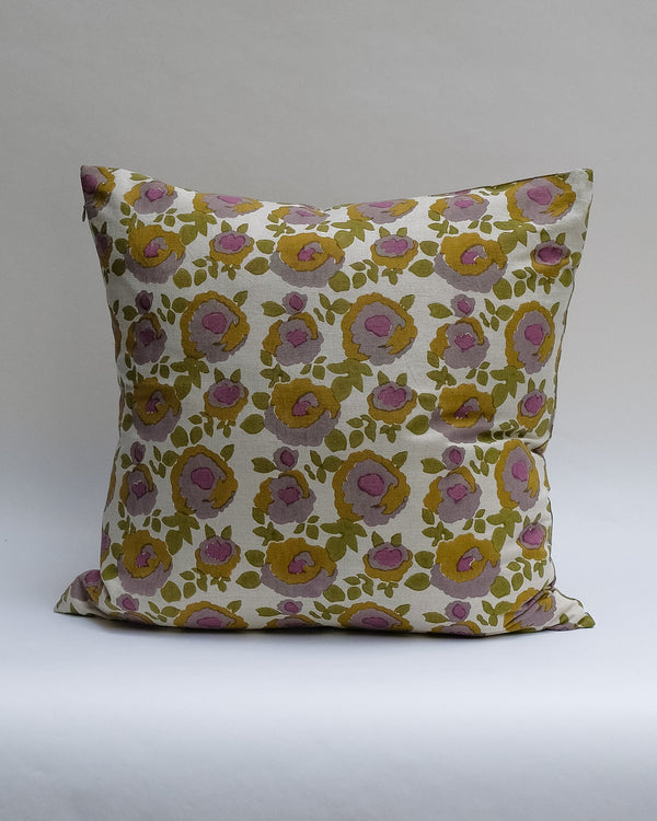 Riya - Hand Block-printed Linen Pillowcase (Sage)