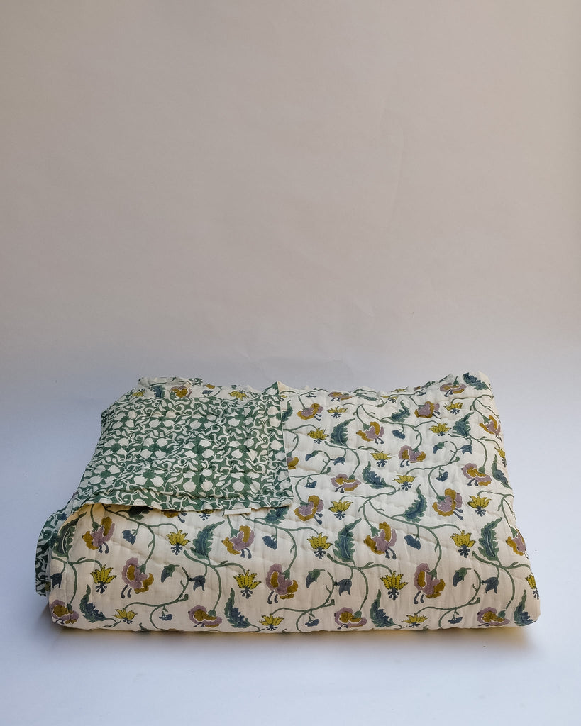 Dua - Forest - Hand Block-printed Reversible Quilt WP
