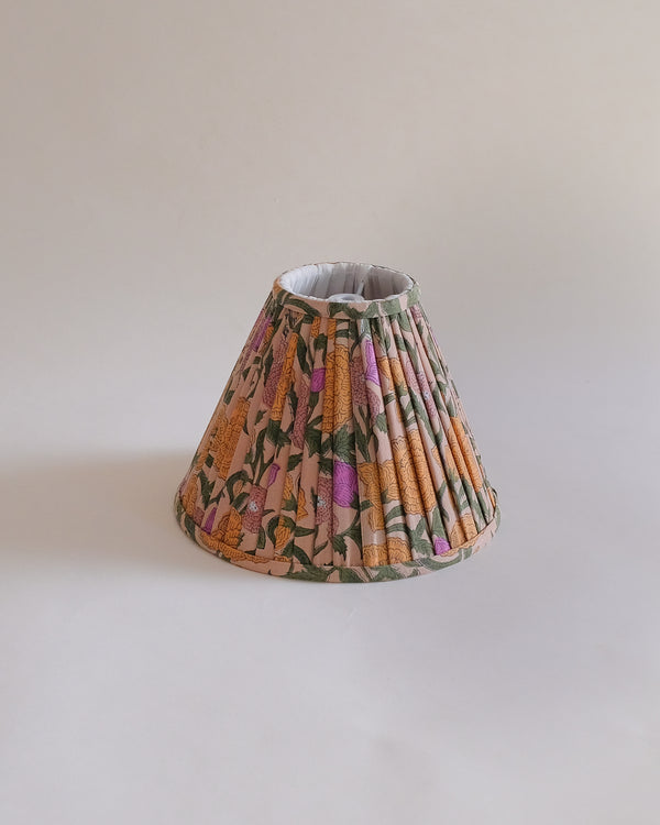 Nargis - Hand Block-printed Pleated Lampshade (Old Rose)