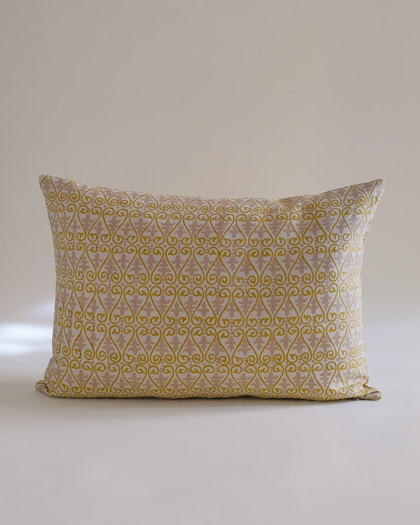 Vrinda - Hand Block-printed Linen Pillowcase (Olive) WP