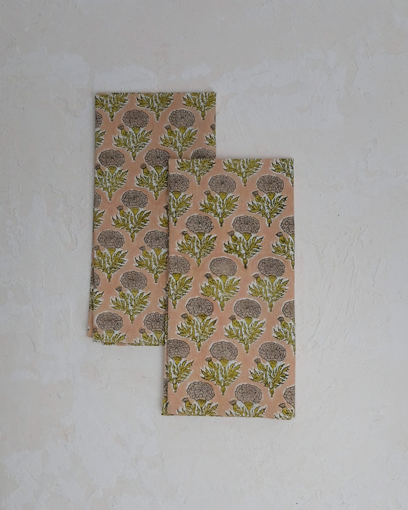 Sonya - Block-printed Table Napkins - Set of 4 (Rosewater)