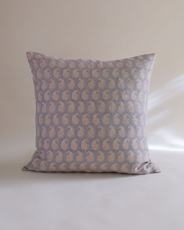 Asha - Hand Block-printed Linen Pillowcase (Faded Hydrangea Blue)
