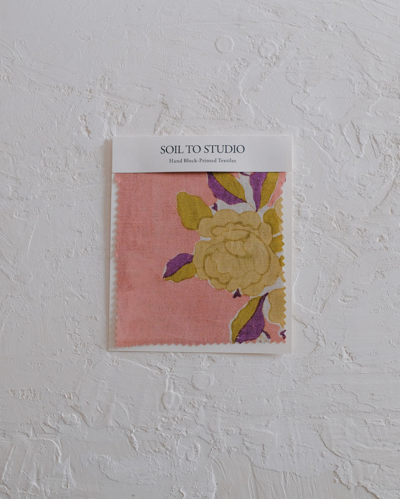 Sara (Grapefruit Pink) - Hand Block-printed Fabric