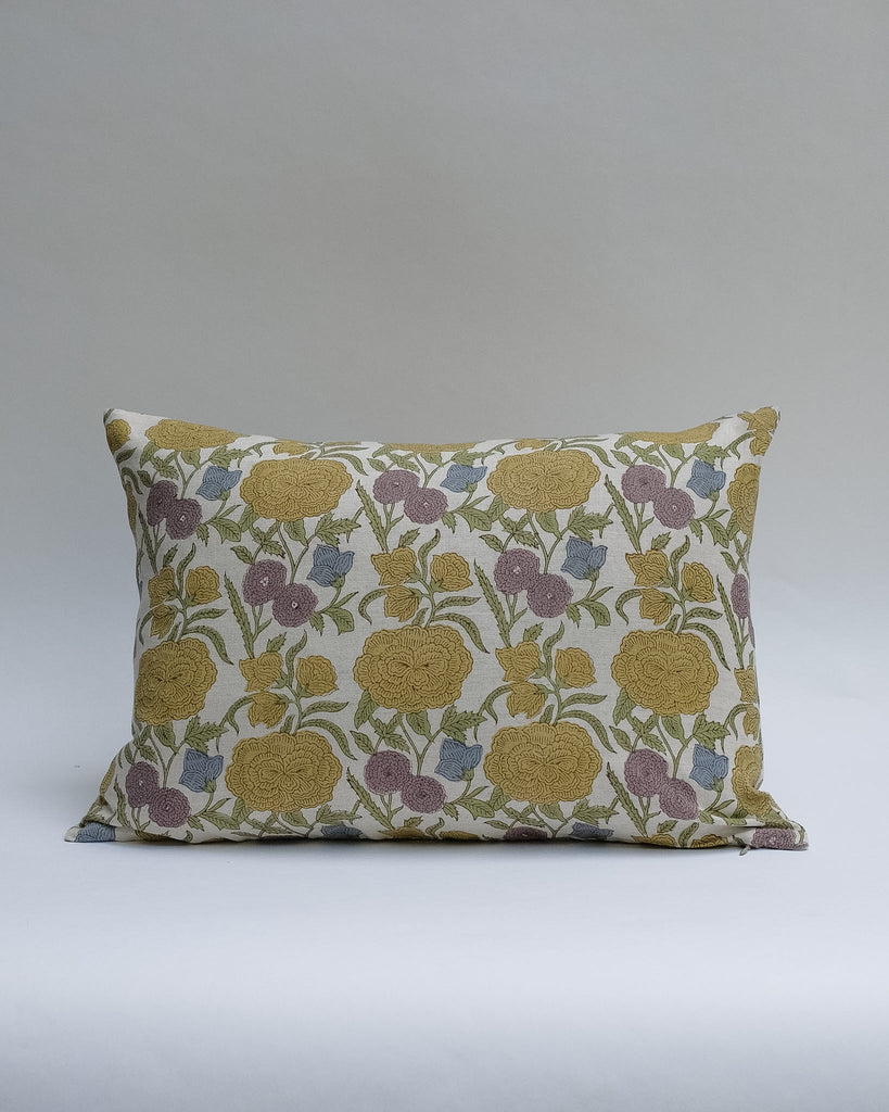 Nargis - Hand Block-printed Linen Pillowcase (Ochre)