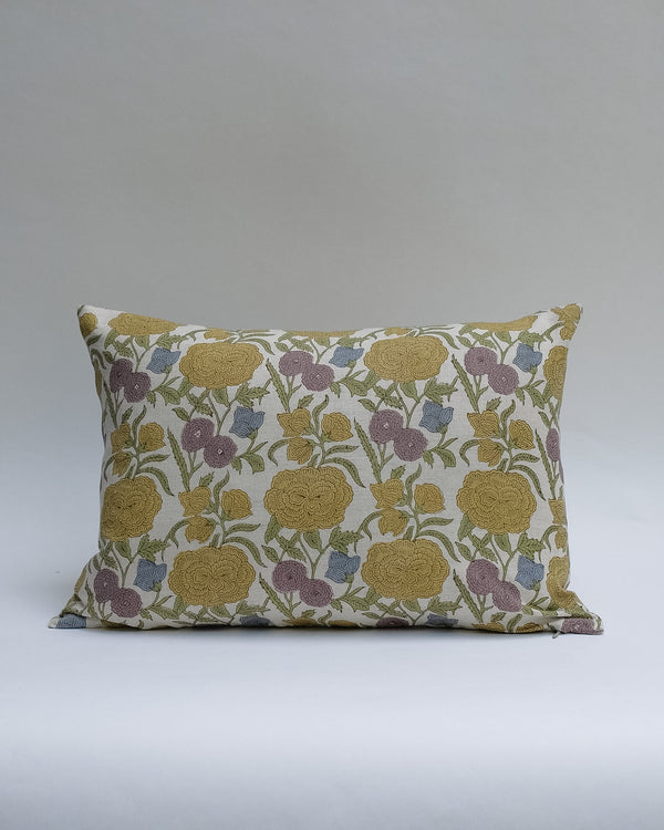 Nargis - Hand Block-printed Linen Pillowcase (Ochre)